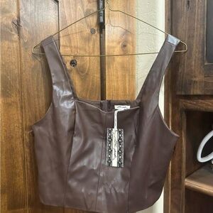 Brown Leather Women's Top